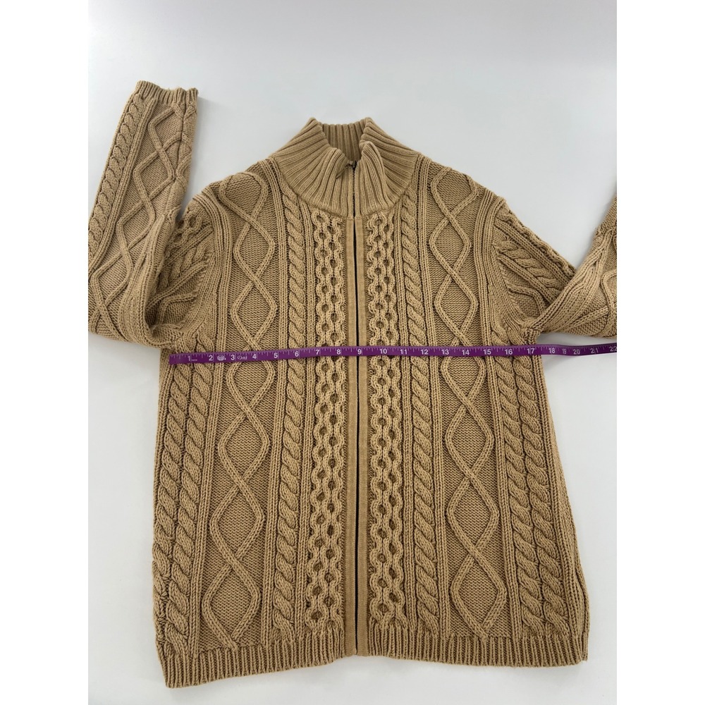 Jones New York Country Cable Knit Full Zip Cardigan Sweater Fisherman Grandpa - Picture 7 of 8